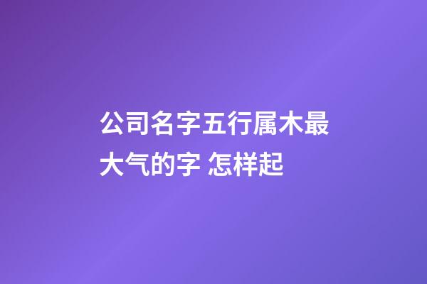 公司名字五行属木最大气的字 怎样起-第1张-公司起名-玄机派